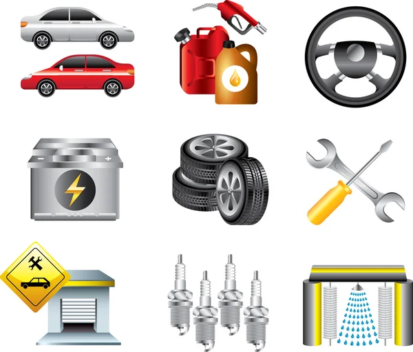 Car service and filling station icons detailed set — Stock Vector