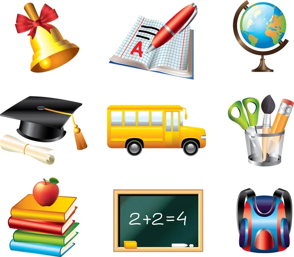 School icons detailed set — Stock Vector