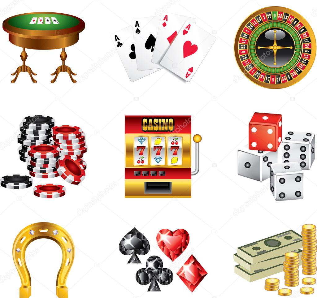 Casino icons detailed set