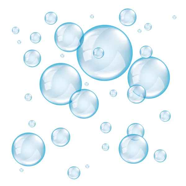 Transparent soap bubbles photo realistic vector — Stock Vector