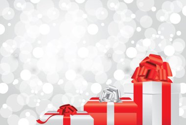 Hediyeler ve presents beyaz Noel arka plan