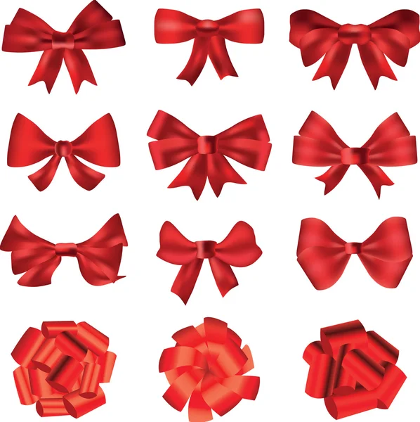 Arcos rojos para la decoración o regalos — Vector de stock