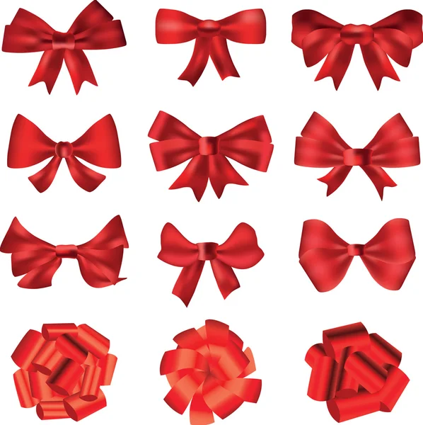 Red bows for decoration or gifts — Stock Vector