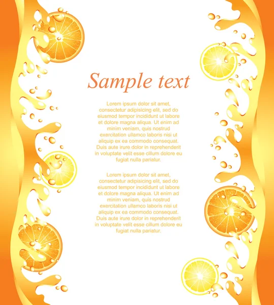 Šťavnaté citrusy šplouchání pozadí snímku — Stockový vektor
