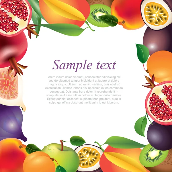 新鲜水果框架背景 — 图库矢量图片