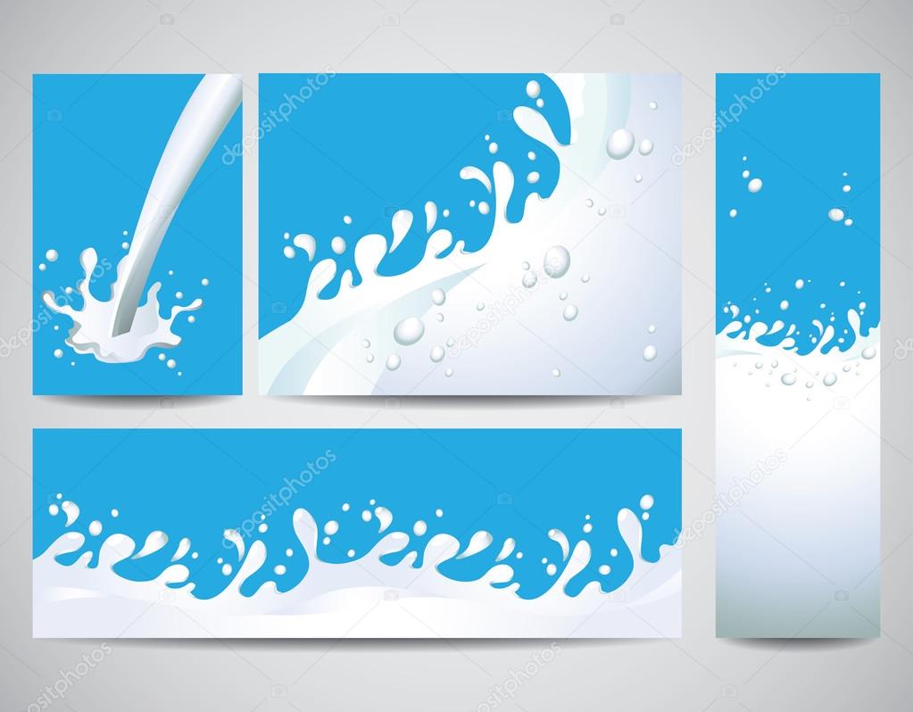 Milk splashes background vector set