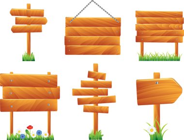 ahşap işaretler ve tahtaları, vektör set