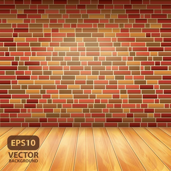 Brick wall and wood floor, vector background — Stock Vector