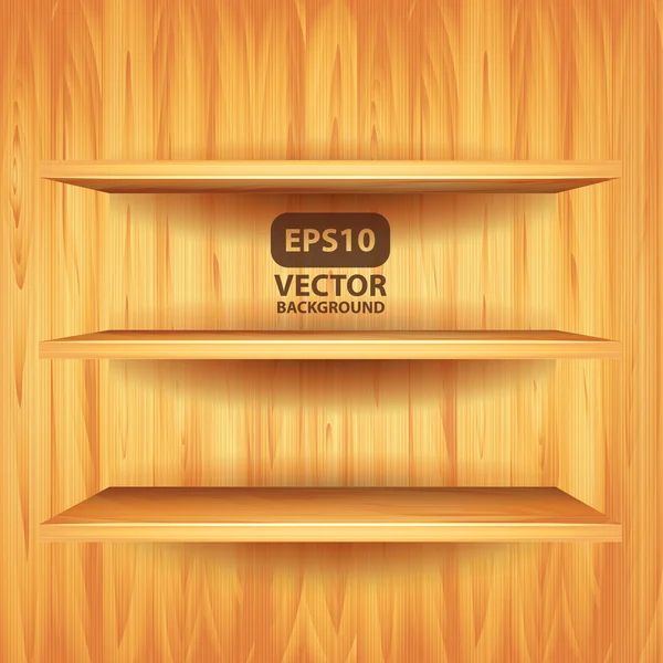 Wooden shelves, vector background — Stock Vector