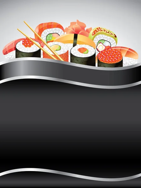 Sushi on black vertical background — Stock Vector