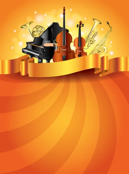 Instruments de musique fond vectoriel doré — Image vectorielle