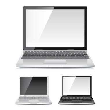 laptop üzerinde izole beyaz vektör ayarla