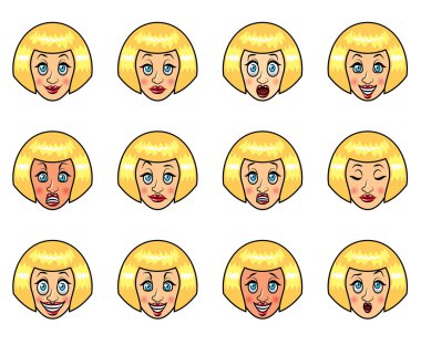 kadının duyguları vektör set çizgi film.