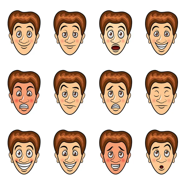 Emociones del hombre conjunto vector de dibujos animados — Vector de stock