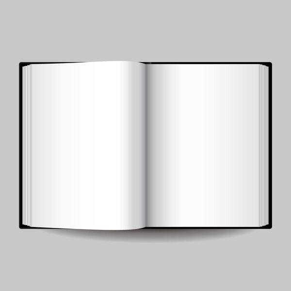 Черная открытая книга, изолированная на сером векторе
