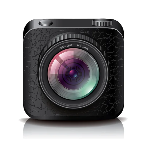 Black photo camera icon for apps — Stock Vector