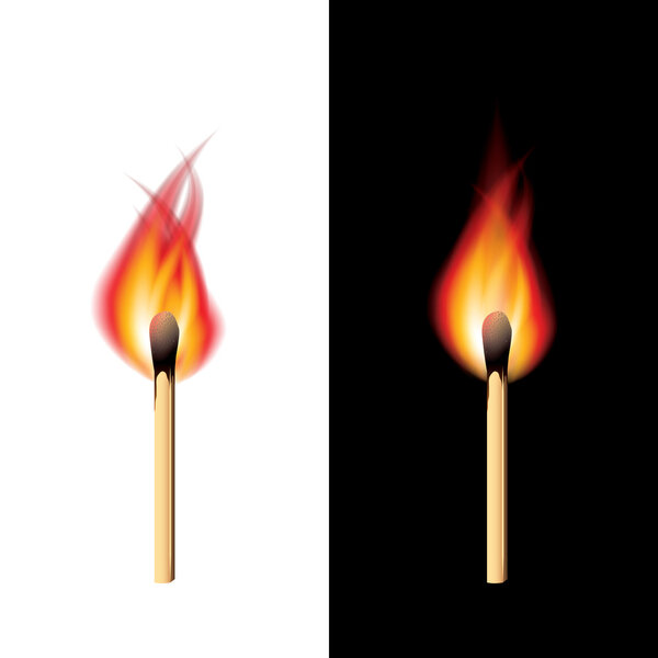 Burning match black and white vector