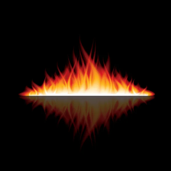 Горящий огонь с отражением на черном векторе — стоковый вектор