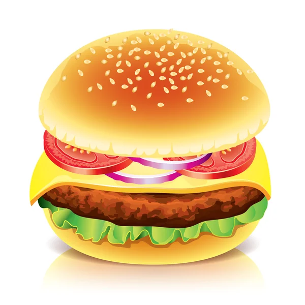 Hamburger isolato su illustrazione vettoriale bianca — Vettoriale Stock