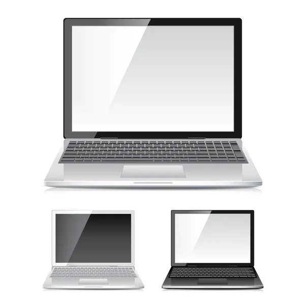 Laptop set isolado em vetor branco — Vetor de Stock