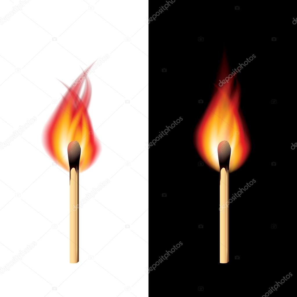 Burning match black and white vector Stock Vector Image by