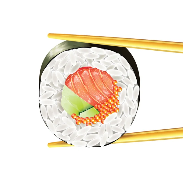 Sushi-Rolle in Essstäbchen Vektor Illustration — Stockvektor