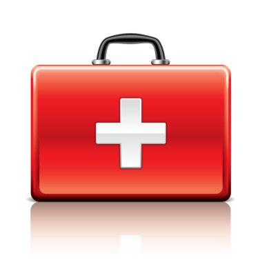 ilk yardım çantası izole beyaz vektör