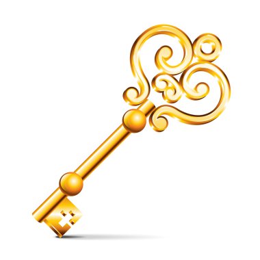 Golden key isolated on white vector clipart