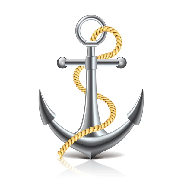 Anchor and rope isolated on white vector — Stock Vector
