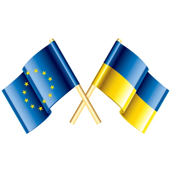 ธงเวกเตอร์สหภาพยุโรปและยูเครน — ภาพเวกเตอร์สต็อก