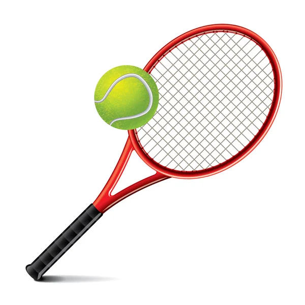 Raquete de tênis e ilustração vetorial de bola — Vetor de Stock