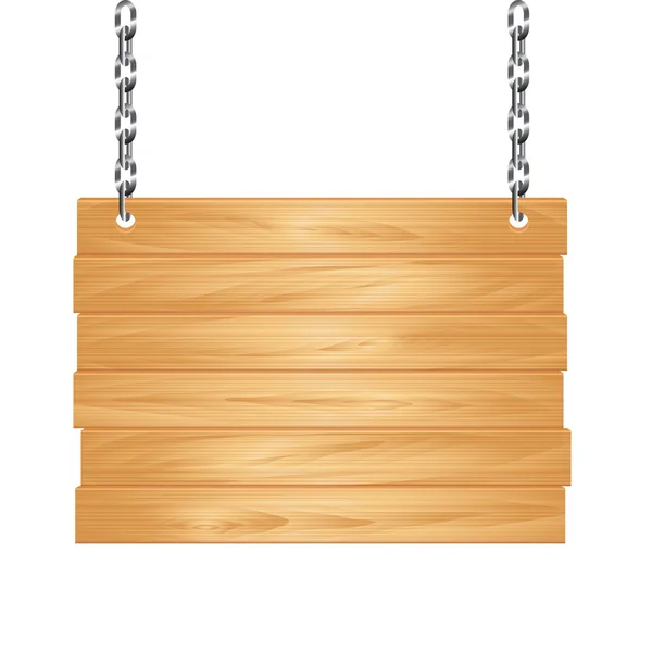 Wooden sign on chain vector illustration — Stock Vector