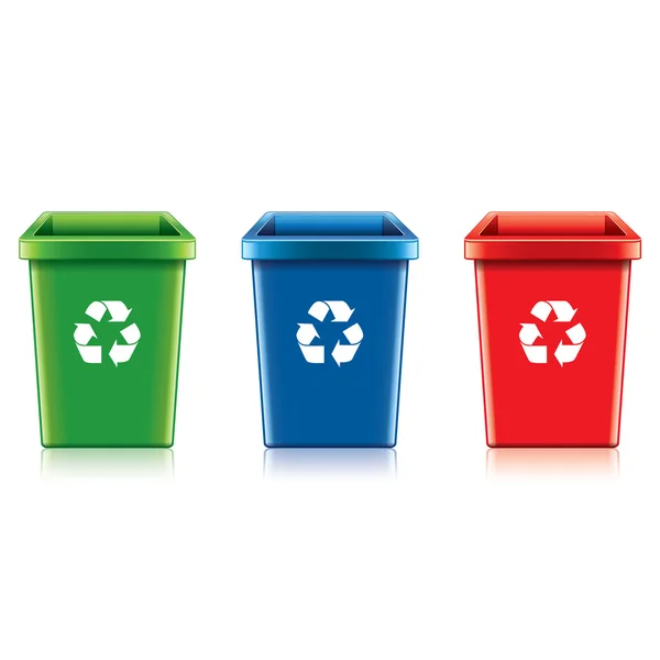 Plastic recycle bin set vector illustration — Stock Vector