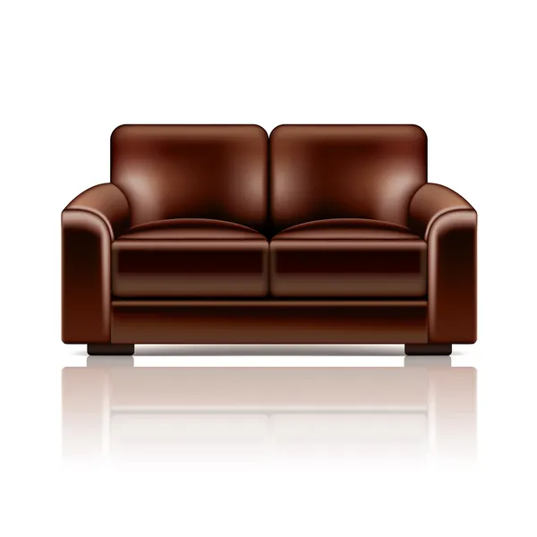 Ilustrasi vektor sofa kulit coklat - Stok Vektor