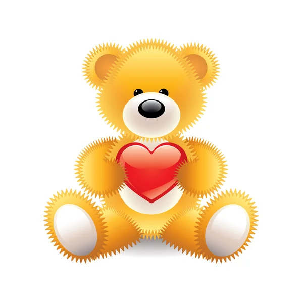 Teddybär mit Herz-Vektorillustration — Stockvektor
