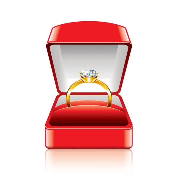 Anel de casamento em caixa de presente ilustração vetorial —  Vetores de Stock