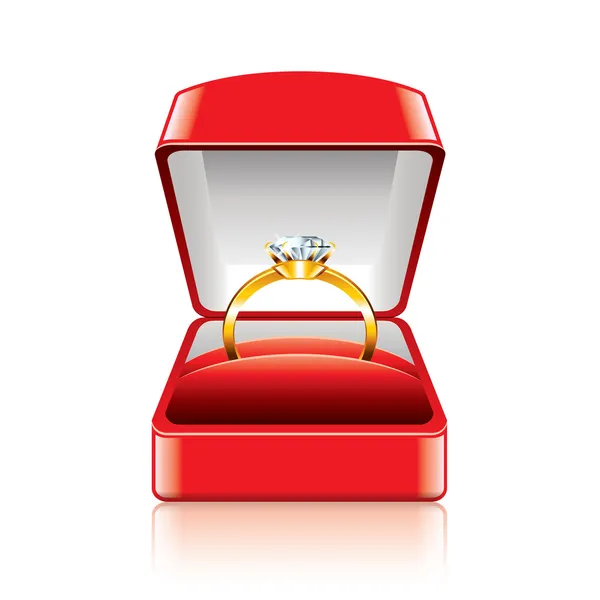 Wedding ring in gift box vector illustration — Stock Vector