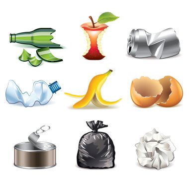 Garbage icons detailed vector set clipart