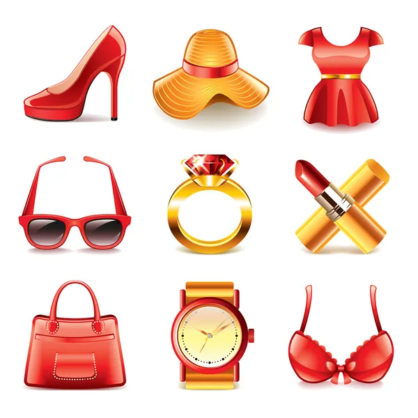 Moda y compras iconos vector conjunto — Vector de stock