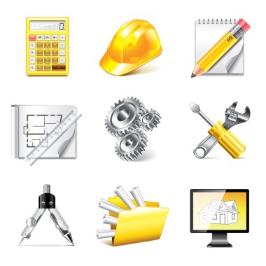 Mühendislik simgeler foto-gerçekçi vektör set