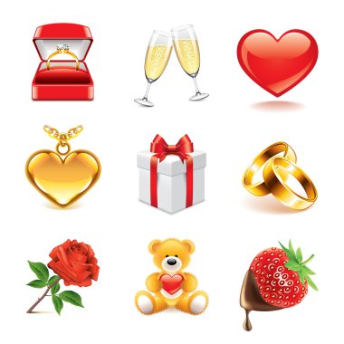 romantik simgeler foto-gerçekçi vektör set