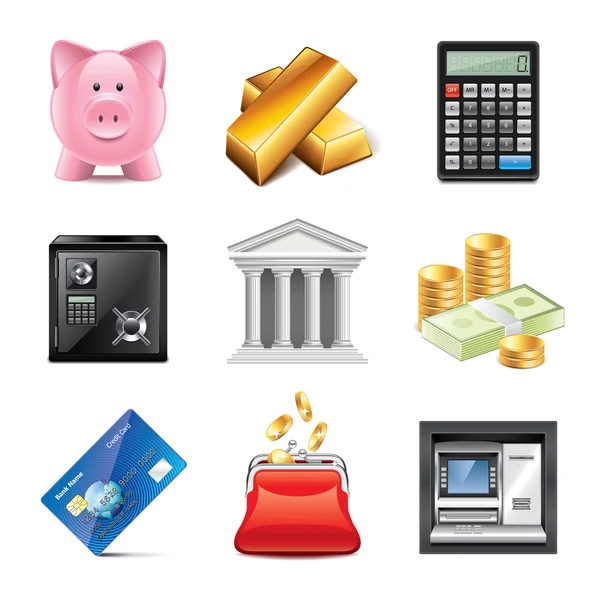 Banking icons photo-realistic vector set — Stock Vector