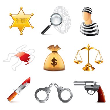 ?rime ve hukuk simgeleri vektör seti