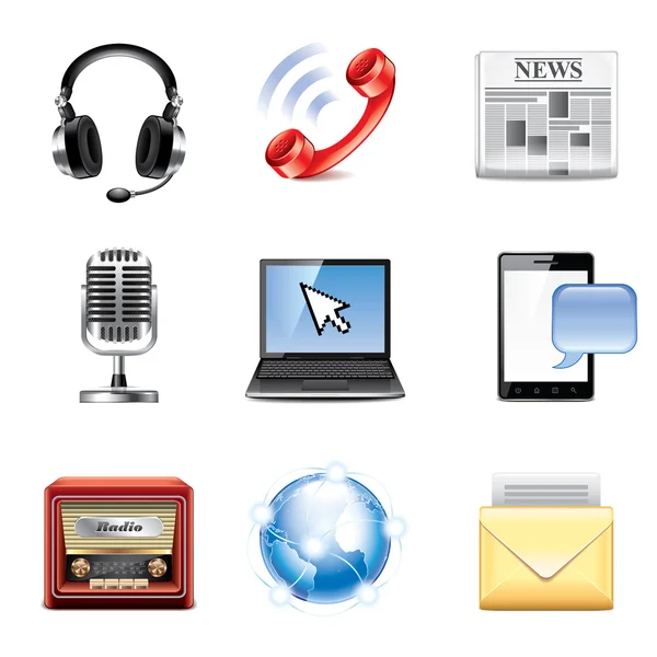 Media and communication icons vector set — Stock Vector