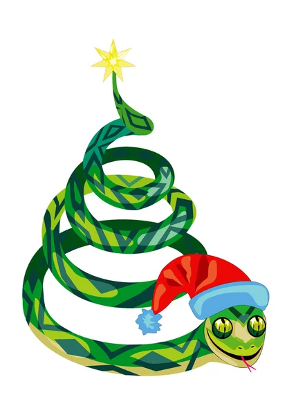 Cobra na forma de árvore de Natal — Vetor de Stock