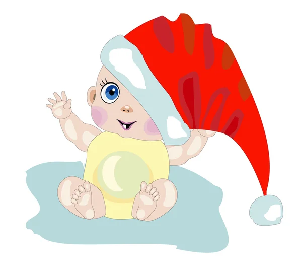 Garçon joyeux dans une casquette du Père Noël — Image vectorielle