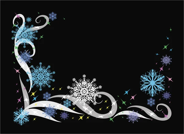 Fond noir avec flocons de neige — Image vectorielle