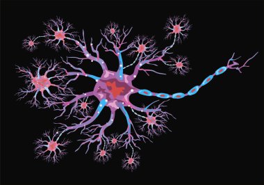Schematic illustration of the neuron on a black background clipart