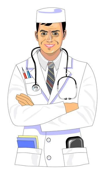 Glimlachende dokter — Stockvector