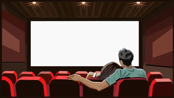 ? ouple přední části obrazovky v kině — Stockový vektor
